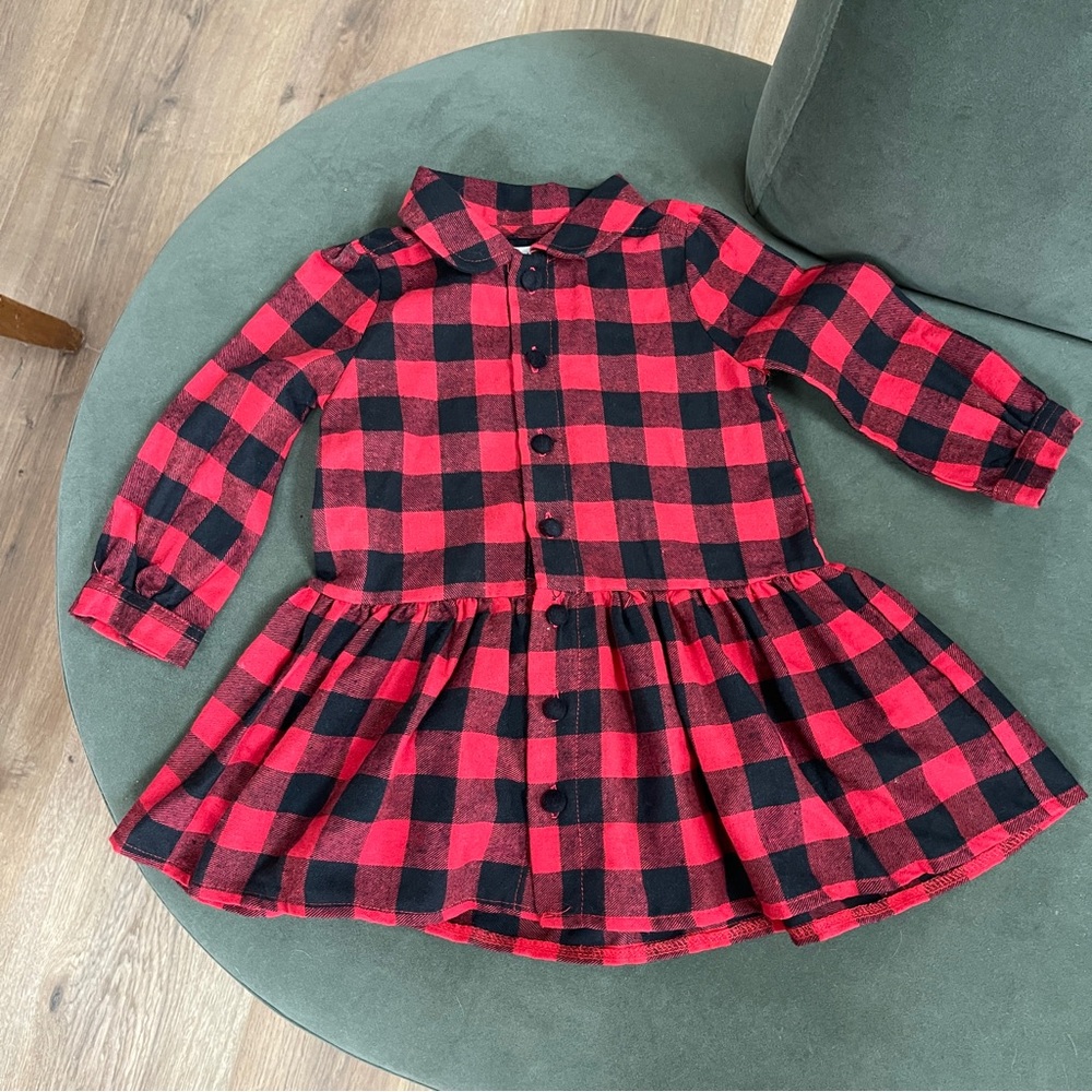 Mud Pie girls Red and Black Plaid Dress size 24 mos/2T